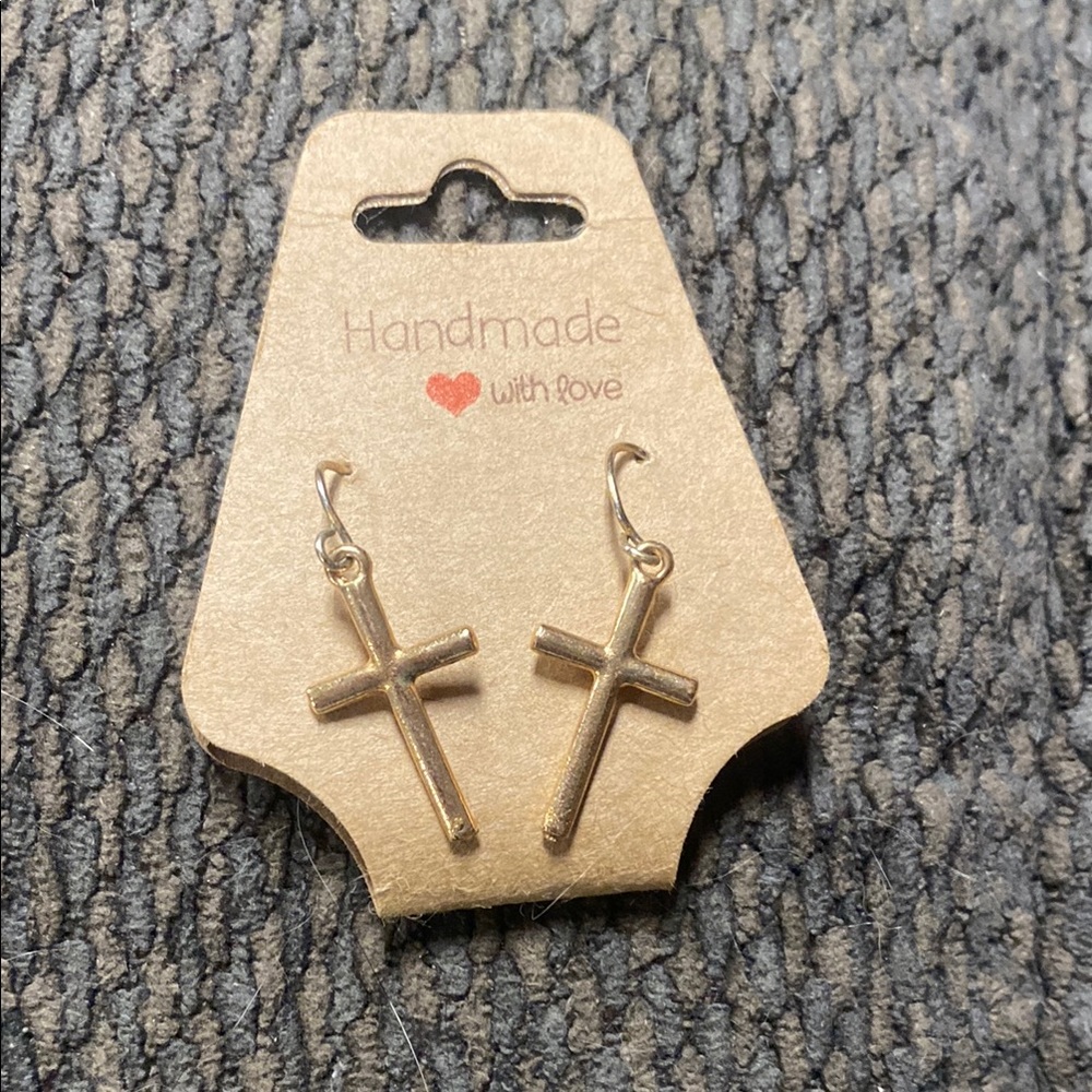 Gold Cross Earrings